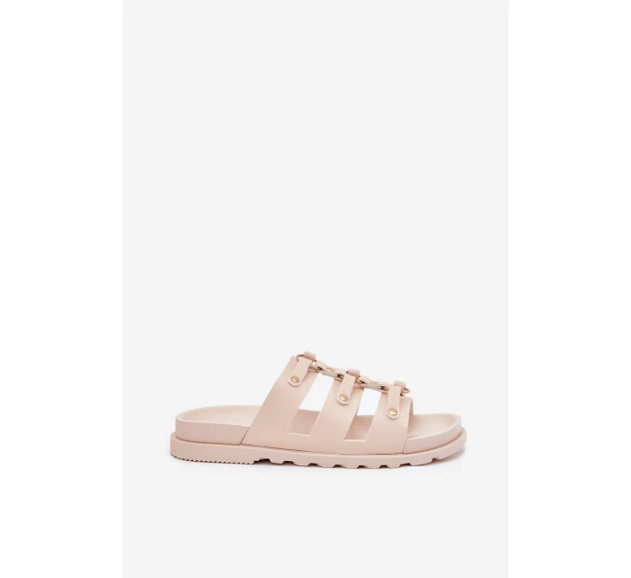 Dámské Pantofle S Pásky Světle Béžové model 21703428 - Boto Dámské Pantofle S Pásky Světle Béžové model 21703428 - Boto