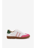 Kožené perforované dámské tenisky Zazoo N1318 Bílomodré