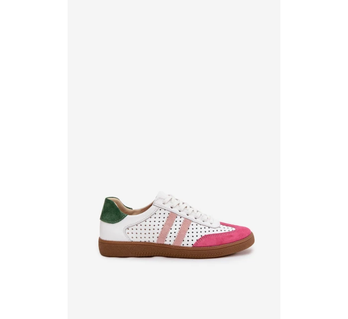 Kožené perforované dámské tenisky Zazoo N1318 Bílomodré