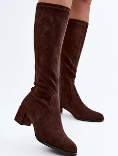 Klasické ekologické semišové kozačky model 22368454 Hnědé - SERGIO LEONE