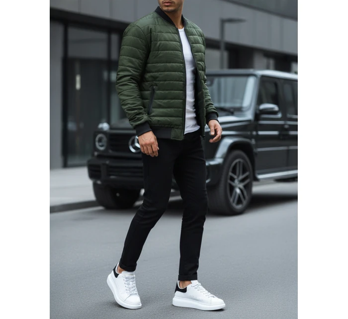 Pánska prešívaná bunda bomber zelená TX2211A