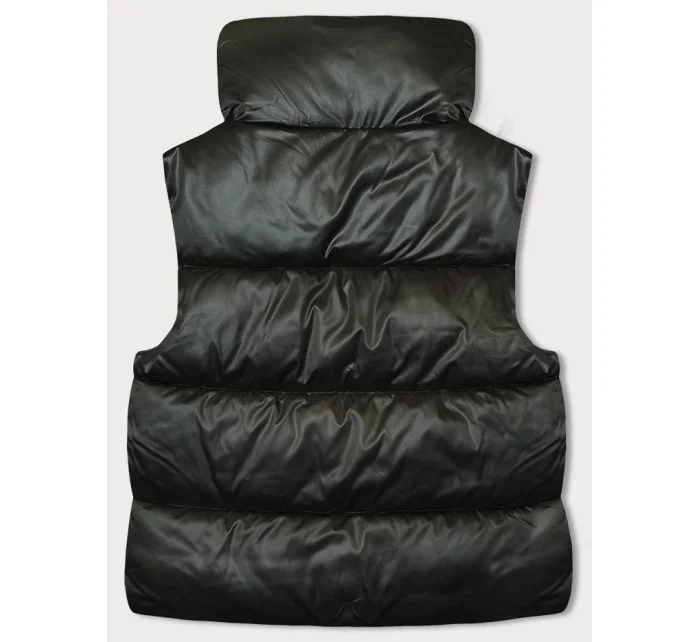 Dámsky krátky top bez rukávov so stojatým golierom Khaki (B8158-11)