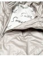 Dámska tenká bunda s pletenými rebrovanými manžetami Goodlookin light beige (B8575-9)