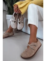 Kožené semišové polobotky Barefoot Dámské s pásky model 21937593 béžové - Zazoo Kožené semišové polobotky Barefoot Dámské s pásky model 21937593 béžové - Zazoo