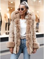 Dámská zimní bunda parka s kožešinou béžová Dstreet model 21982607 - FashionStreet Dámská zimní bunda parka s kožešinou béžová Dstreet model 21982607 - FashionStreet