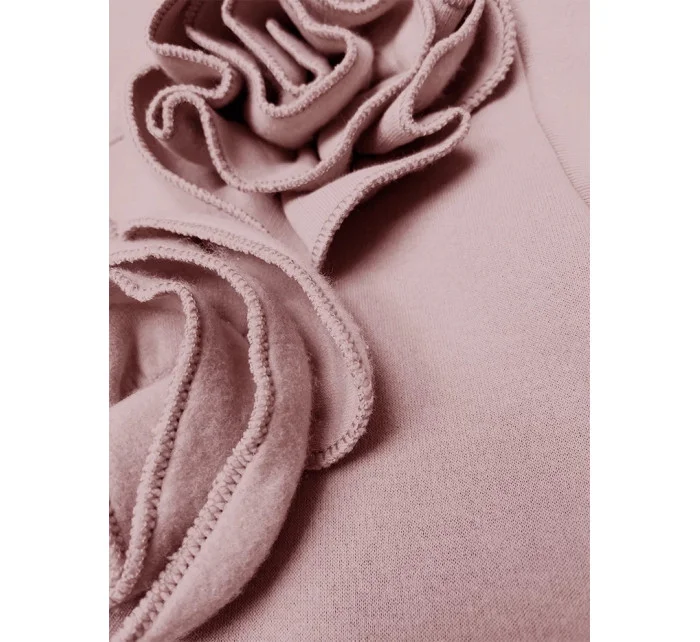 Ružová pletená mikina s ružami (16023)