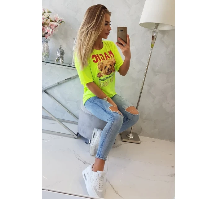 Blúzka s potlačou Magic yellow neon