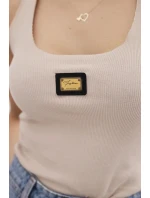 Žebrovaná halenka s třpytkami béžová Žebrovaná halenka s třpytkami béžová