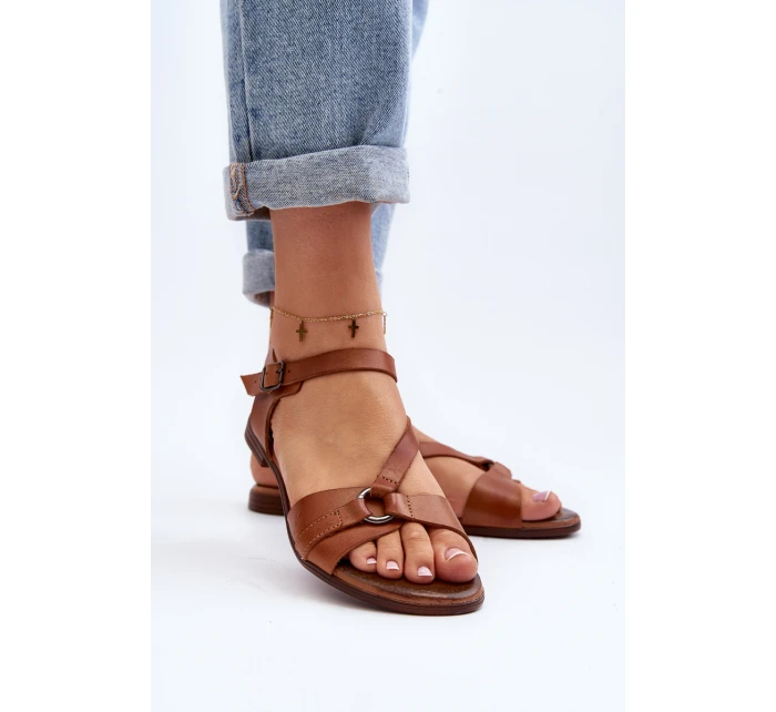 Zazoo 40182 Skórzane Sandały Damskie Brązowe