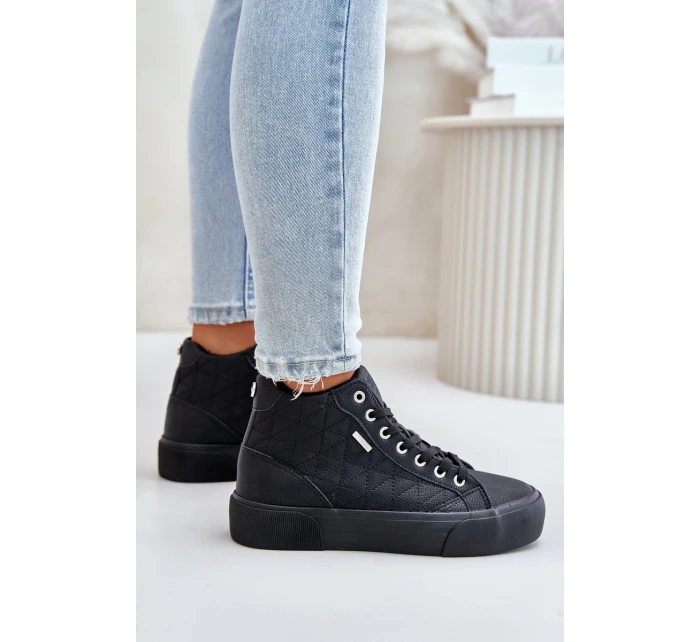 Ocieplane Trampki Damskie Z Przeszyciami Big Star OO274A480 Czarne Ocieplane Trampki Damskie Z Przeszyciami Big Star OO274A480 Czarne