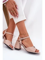 Sandały Damskie Na Słupku Vinceza 62235 Beżowe
