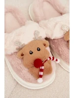 Vánoční kožené domácí pantofle dámské béžové model 21821768 - Boto Vánoční kožené domácí pantofle dámské béžové model 21821768 - Boto