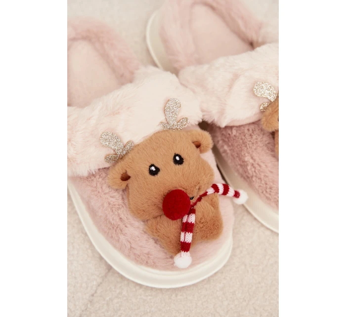 Vánoční kožené domácí pantofle dámské béžové model 21821768 - Boto Vánoční kožené domácí pantofle dámské béžové model 21821768 - Boto