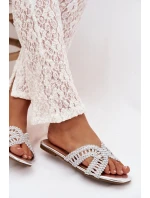 Dámské ploché stříbrné pantofle Fariella