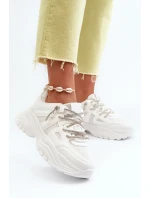 Dámske tenisky na pevnej podrážke s ozdobným šnurovaním biela Relissa Dámske tenisky na pevnej podrážke s ozdobným šnurovaním biela Relissa