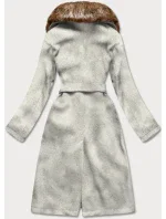 Svetlosivý dámsky kabát s kožušinou (SASKIA)