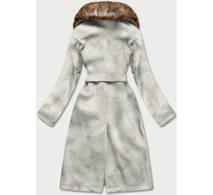 Svetlosivý dámsky kabát s kožušinou (SASKIA)