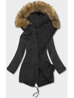 Čierna obojstranná dámska zimná bunda (2M-21508)