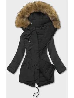 Čierna obojstranná dámska zimná bunda (2M-21508)