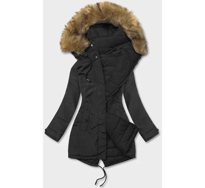 Čierna obojstranná dámska zimná bunda (2M-21508)