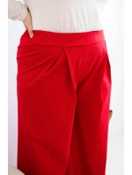 Dámske Plus veľkosť široké nohavice so skladaním červená