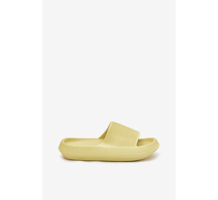 Damskie Lekkie Piankowe Klapki Na Grubej Podeszwie Limonkowe Querceria