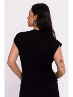 model 19670599 Viskózový zavinovací top s výstřihem do V černý - BeWear