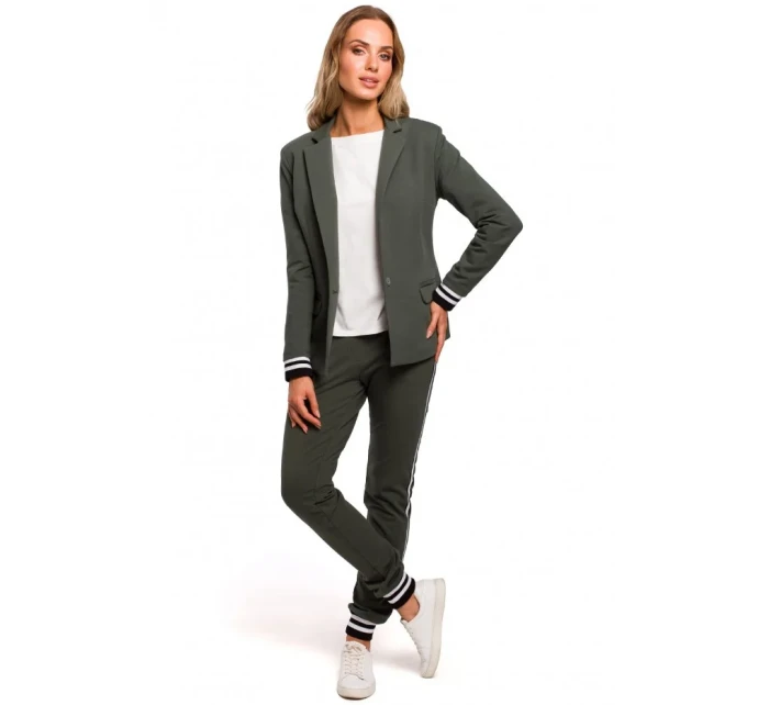 M459 Blejzer s pruhovanými rebrovanými manžetami - čierny