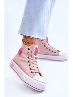 Dámské vysoké textilní tenisky na platformě Big Star LL274186 Růžová Dámské vysoké textilní tenisky na platformě Big Star LL274186 Růžová