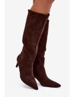 Dámske zateplené čižmy na podpätku - čokoládové Arelisse Dámske zateplené čižmy na podpätku - čokoládové Arelisse