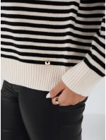 Dámský pruhovaný svetr beige Dstreet model 21991011 - FashionStreet