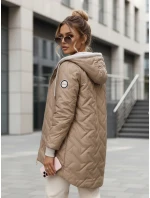 Dámska prechodná prešívaná bunda s predĺženým strihom béžová TY5612