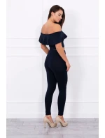 Súprava s volánikovým lemom námornícka modrá