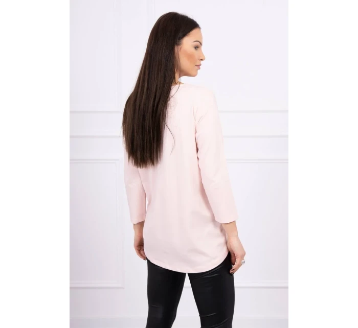 Blúzka s 3D grafikou plameniaka púdrovo ružová