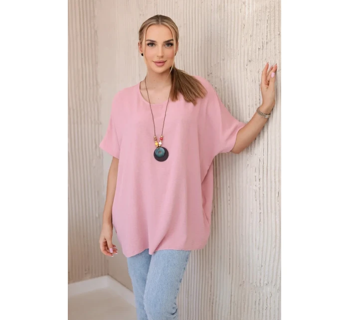 Nadrozmerná blúzka s príveskom tmavoružovej farby Nadrozmerná blúzka s príveskom tmavoružovej farby