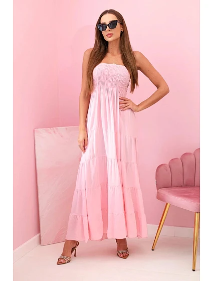Dámské viskózové šaty s elastickým topem bonbónově růžová