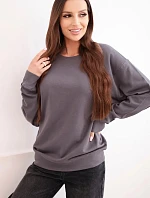 Dámska základná bavlnená mikina s okrúhlym výstrihom graphite