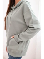 Dámská mikina s kapucí a model 21494997 z bavlny tmavě mátová - K-Fashion
