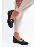 model 21646261 Dámské Mokasíny Kožené S Ozdobou Černé - Zazoo