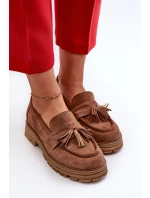 Zazoo 3469 Zamszowe Mokasyny Damskie Z Frędzlami Brązowe