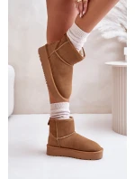 Skórzane Zamszowe Śniegowce Na Platformie Za Kostkę Camel Rianaella Skórzane Zamszowe Śniegowce Na Platformie Za Kostkę Camel Rianaella