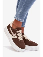 Dámské tenisky na platformě z eko semiše hnědé Cadrina Dámské tenisky na platformě z eko semiše hnědé Cadrina