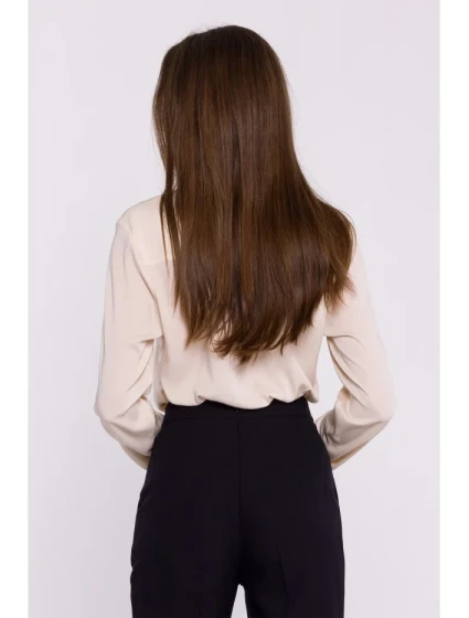 model 20503068 Halenka s dlouhými rukávy béžová - STYLOVE model 20503068 Halenka s dlouhými rukávy béžová - STYLOVE