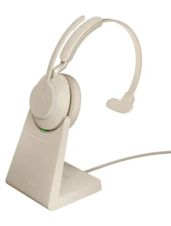 Jabra Evolve2 65 MS Mono Link380a bezdrôtové slúchadlá do uší, béžové + stojan