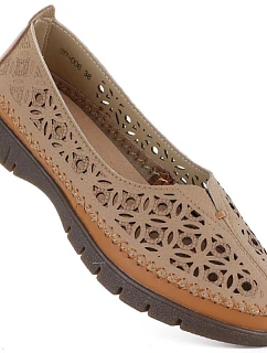 Sergio model 22097205 hnědá kožená prolamovaná dámská polobotka - LEONE