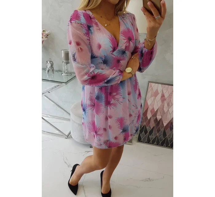 Vzdušné šaty s květinovým motivem modré Vzdušné šaty s květinovým motivem modré