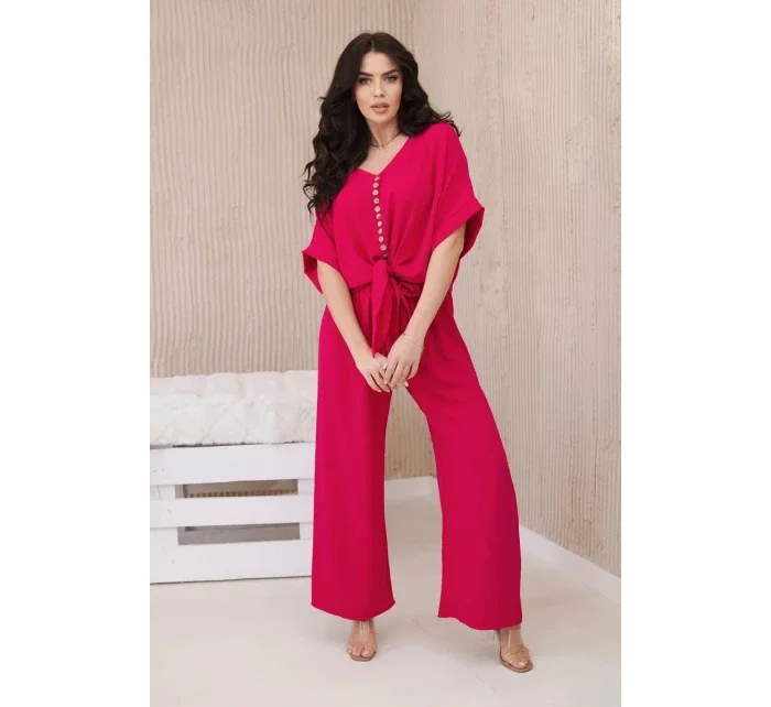 Súprava blúzky a nohavíc vo fuchsiovej farbe
