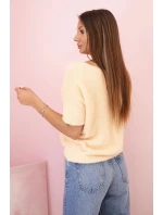 Dámsky marhuľový sveter s krátkym výstrihom do V z mäkkej kožušiny Dámsky marhuľový sveter s krátkym výstrihom do V z mäkkej kožušiny