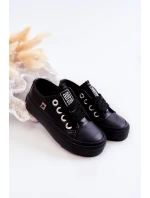 Dziecięce Skórzane Trampki BIG STAR JJ374311 Czarne Dziecięce Skórzane Trampki BIG STAR JJ374311 Czarne