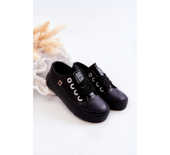 Dziecięce Skórzane Trampki BIG STAR JJ374311 Czarne Dziecięce Skórzane Trampki BIG STAR JJ374311 Czarne